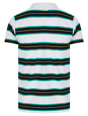 Urlwin Yarn Dyed Striped Cotton Pique Polo Shirt in Atlantis Green - Le Shark