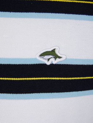 Urlwin Yarn Dyed Striped Cotton Pique Polo Shirt in Blue Bell - Le Shark