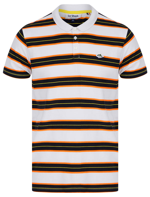 Urlwin Yarn Dyed Striped Cotton Pique Polo Shirt in Carrot - Le Shark