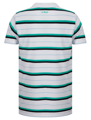Lant Yarn Dyed Striped Cotton Pique Polo Shirt in Bright White - Le Shark