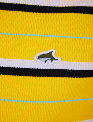Lant Yarn Dyed Striped Cotton Pique Polo Shirt in Lemon Chrome - Le Shark