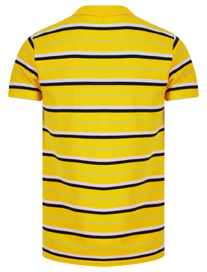 Lant Yarn Dyed Striped Cotton Pique Polo Shirt in Lemon Chrome - Le Shark