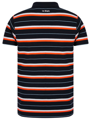 Lant Yarn Dyed Striped Cotton Pique Polo Shirt in Sky Captain Navy - Le Shark
