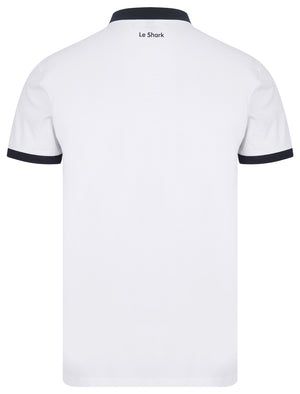 Ridge Stretch Cotton Pique Polo Shirt in Bright White - Le Shark
