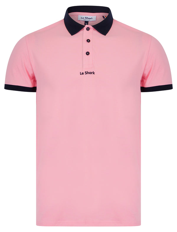Ridge Stretch Cotton Pique Polo Shirt in Pink Nectar - Le Shark