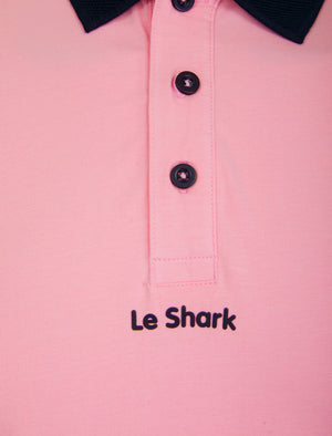 Ridge Stretch Cotton Pique Polo Shirt in Pink Nectar - Le Shark