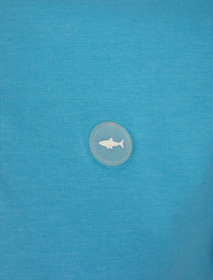 Lincoln Stretch Cotton Pique Polo Shirt with Tipping in Blissful Blue - Le Shark