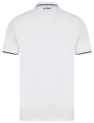 Lincoln Stretch Cotton Pique Polo Shirt with Tipping in Bright White - Le Shark