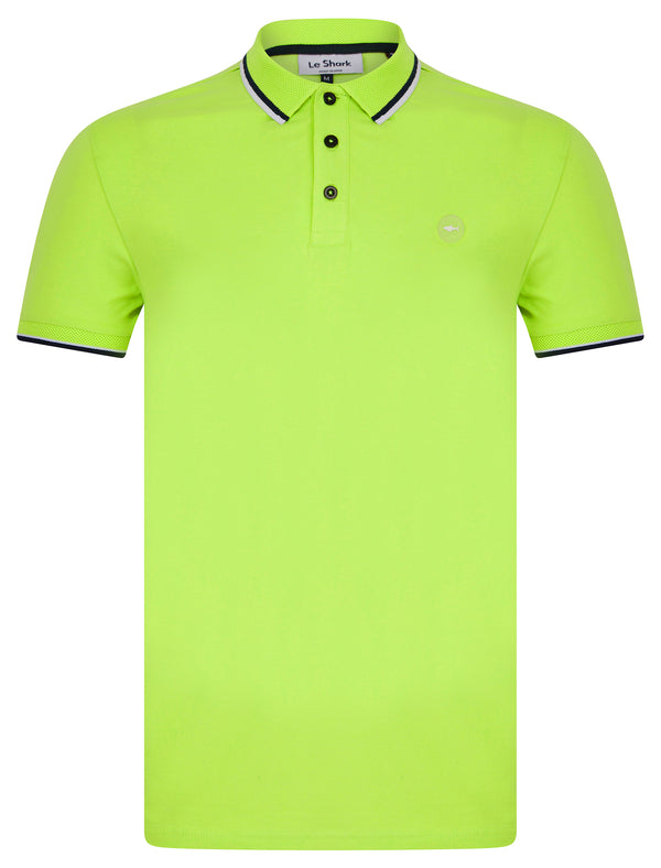 Lincoln Stretch Cotton Pique Polo Shirt with Tipping in Opaline Green - Le Shark