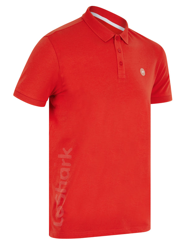 Hickory Stretch Cotton Pique Polo Shirt in Poppy Red - Le Shark