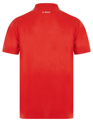 Hickory Stretch Cotton Pique Polo Shirt in Poppy Red - Le Shark