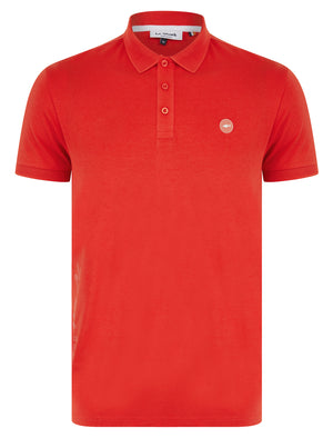 Hickory Stretch Cotton Pique Polo Shirt in Poppy Red - Le Shark