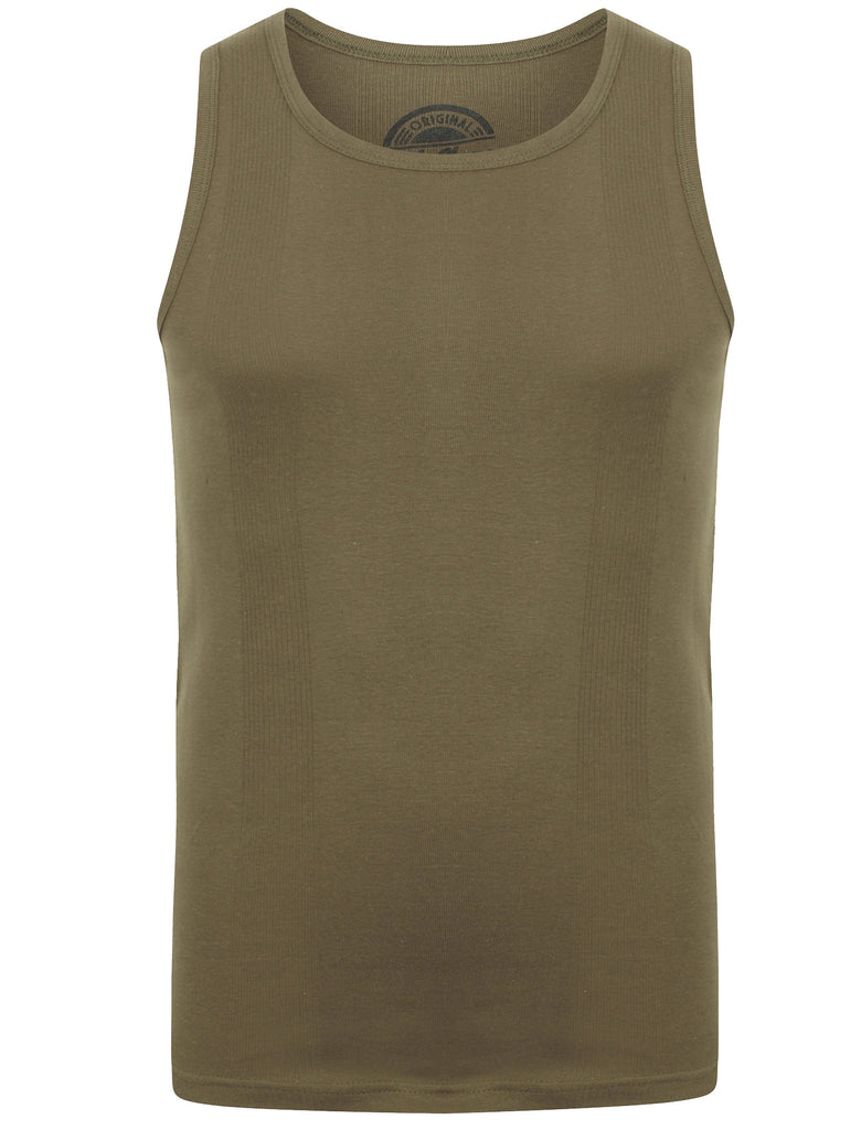 Tuns 4 Pack Cotton Ribbed Sleeveless Vest Tops in Amazon Khaki / Black ...