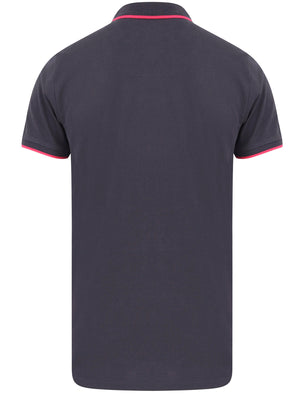 Farren (2 Pack) Cotton Pique Polo Shirt with Neon Tipping in Navy / Plum Perfect - Tokyo Laundry