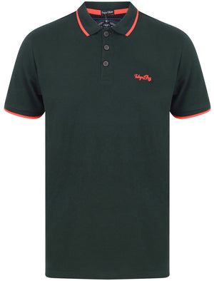 Farren (2 Pack) Cotton Pique Polo Shirt with Neon Tipping in Jet Black / Pine Grove - Tokyo Laundry