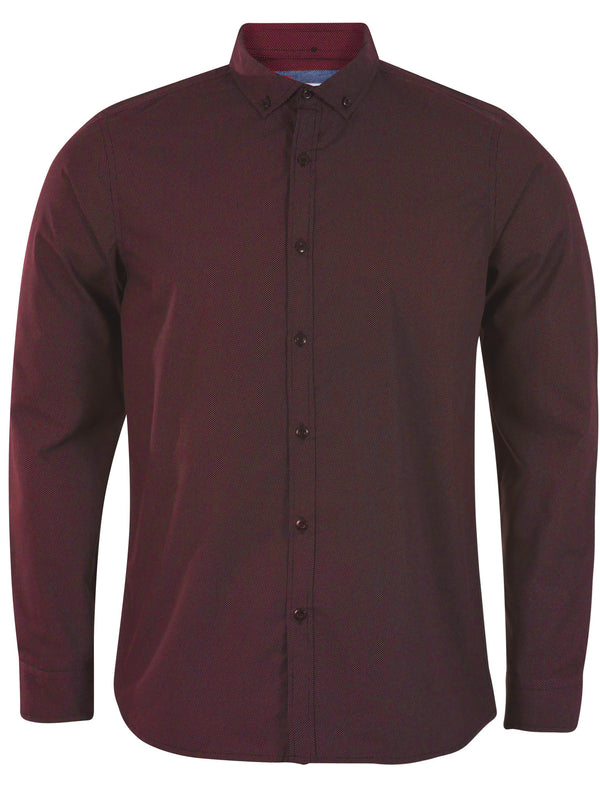 D-Code Kersbrook Pin-Dot Shirt in Oxblood