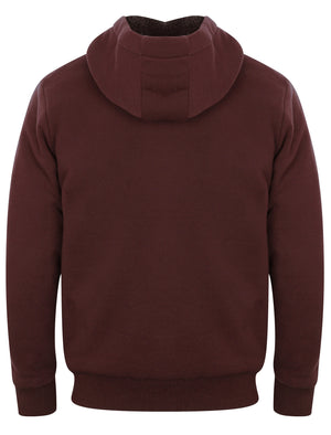 Omega Zip Through Hoodie With Borg Lining In Wine - Dissident