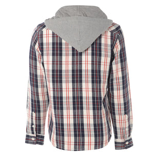 Logan long sleeve hooded shirt in red - Tokyo Laundry