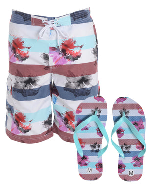 Taino Swim Shorts with Free Matching Flip Flops - Tokyo Laundry