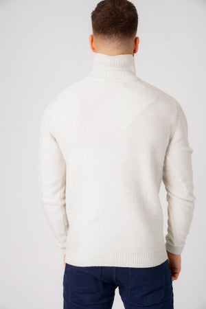 Eskra Half Zip Cable Knit Jumper in Stone - Tokyo Laundry