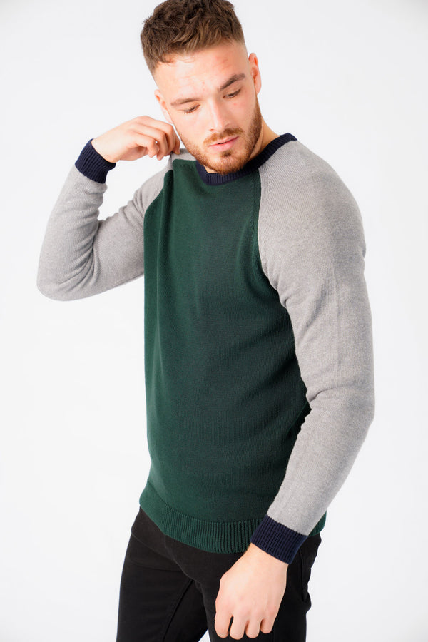 Moffatt Raglan Sleeve Cotton Knit Jumper In Pine Grove - Tokyo Laundry