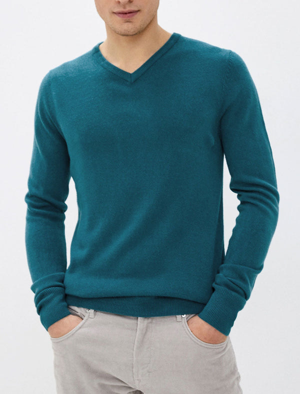 Kasso Soft V Neck Jumper In Kingfisher Blue - Kensington Eastside