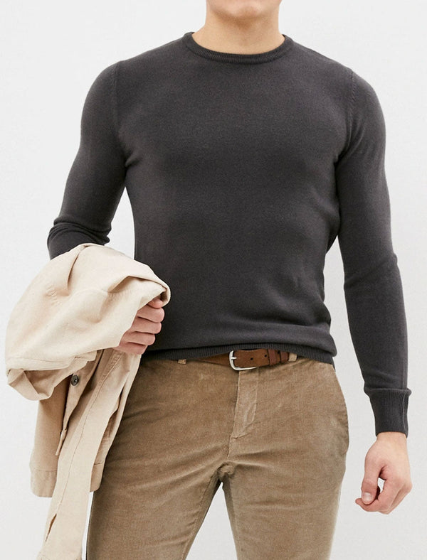 Olsen Soft Cashmillon Crew Neck Jumper In Ebony Grey - Kensington Eastside