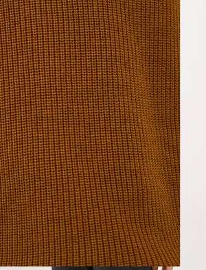 Kinkle Half Zip Cotton Knitted Jumper In Rubber Brown - Kensington Eastside