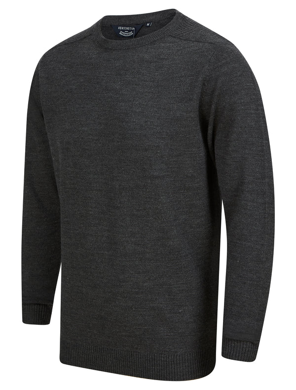 Friedrich Crew Neck Knitted Jumper in Charcoal Marl - Kensington Eastside