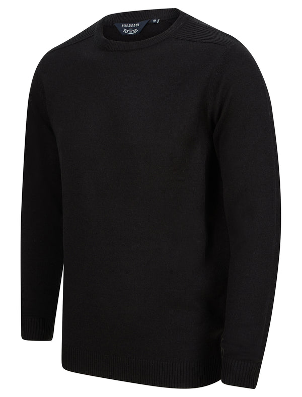 Friedrich Crew Neck Knitted Jumper in Jet Black - Kensington Eastside
