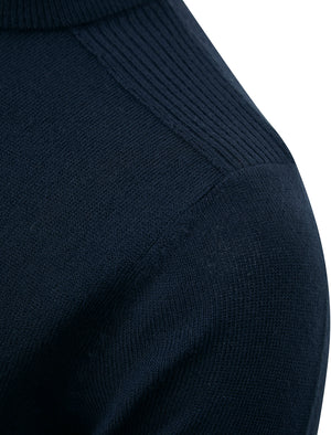 Friedrich Crew Neck Knitted Jumper in Sky Captain Navy - Kensington Eastside