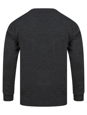 Rubik V-Neck Knitted Jumper in Charcoal Marl - Kensington Eastside