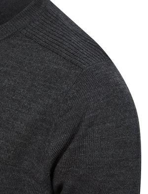 Rubik V-Neck Knitted Jumper in Charcoal Marl - Kensington Eastside