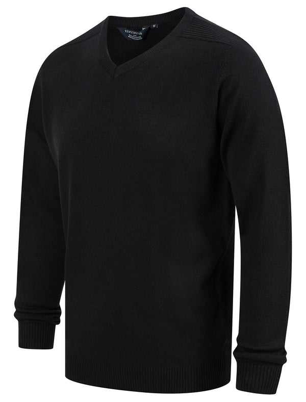 Rubik V-Neck Knitted Jumper in Jet Black - Kensington Eastside