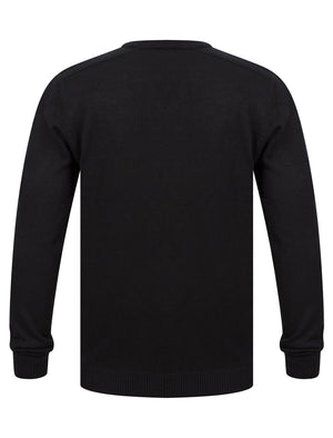 Rubik V-Neck Knitted Jumper in Jet Black - Kensington Eastside