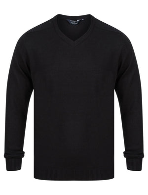 Rubik V-Neck Knitted Jumper in Jet Black - Kensington Eastside