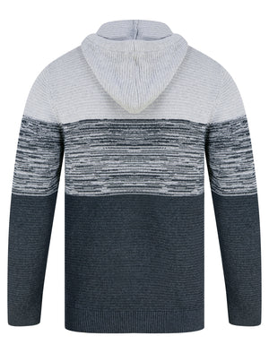 Tous Cotton Rich Textured Knit Pullover Hoodie in Dark Grey Marl - Tokyo Laundry
