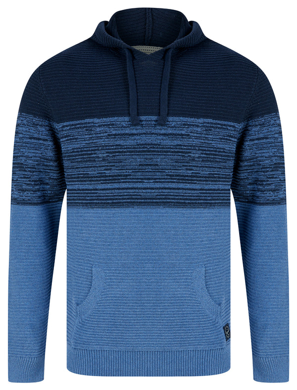 Tous Cotton Rich Textured Knit Pullover Hoodie in Denim Marl - Tokyo Laundry