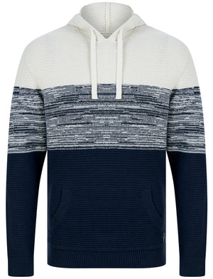 Tous Cotton Rich Textured Knit Pullover Hoodie in Navy - Tokyo Laundry