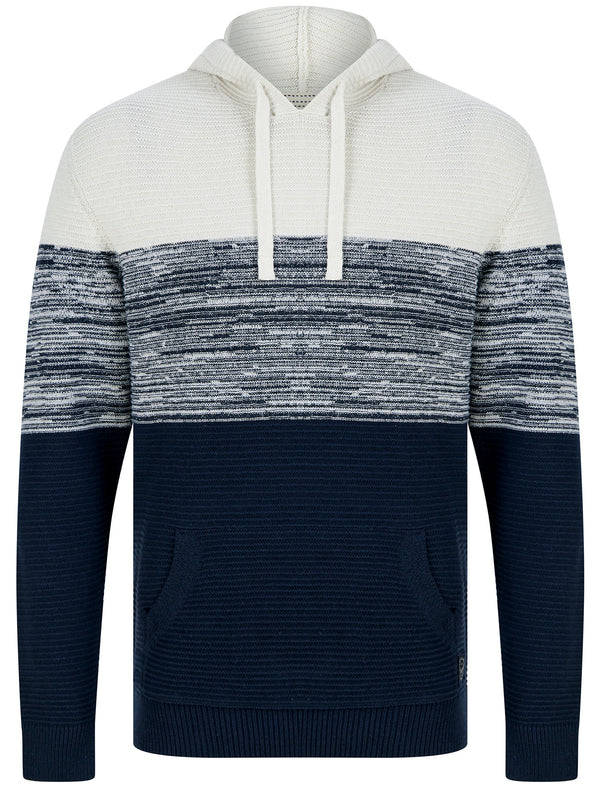 Tous Cotton Rich Textured Knit Pullover Hoodie in Navy - Tokyo Laundry