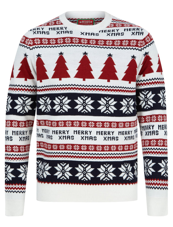 Men's Merry Xmas Wrapping Paper Print Novelty Christmas Jumper in Ink - Merry Christmas