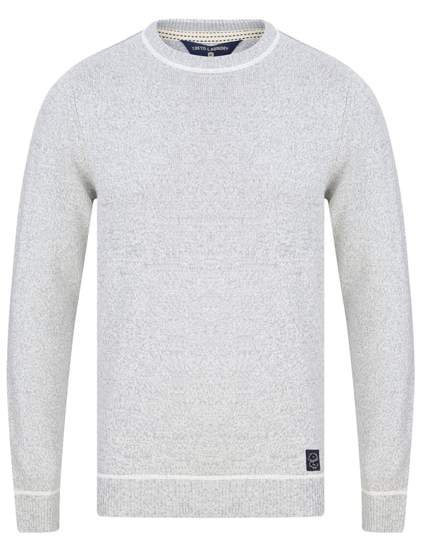 Kiti Cotton Rich Crew Neck Jersey Knit Jumper in Grey Ecru Twist - Tokyo Laundry