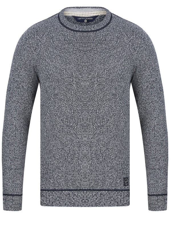 Kiti Cotton Rich Crew Neck Jersey Knit Jumper in Navy Twist - Tokyo Laundry