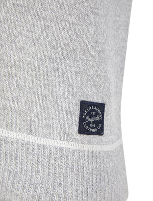 Kiti Cotton Rich Crew Neck Jersey Knit Jumper in Grey Ecru Twist - Tokyo Laundry