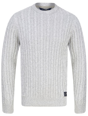 Alonso Chunky Cable Knitted Jumper in Grey Ecru Twist - Tokyo Laundry