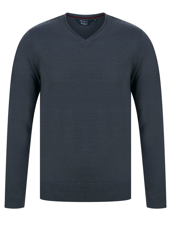 Nacho Basic V Neck Knitted Jumper in High-Rise Grey - Kensington Eastside