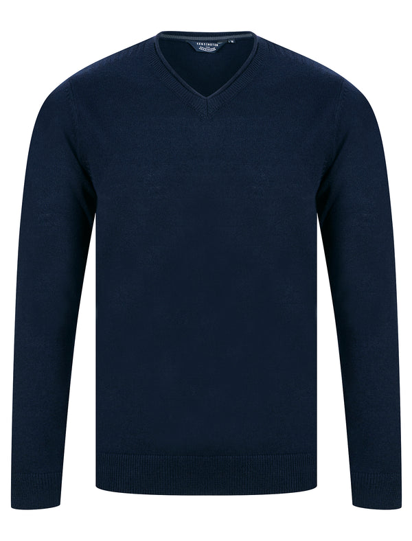 Nacho Basic V Neck Knitted Jumper in Ink - Kensington Eastside