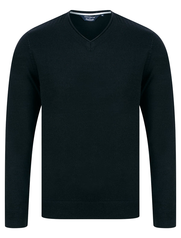 Nacho Basic V Neck Knitted Jumper in Black - Kensington Eastside