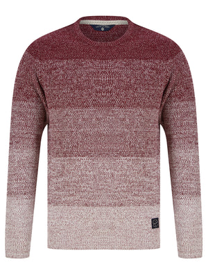Dusen Graduated Colour Block Knitted Jumper in Claret - Tokyo Laundry