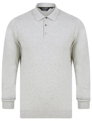 Dollard Jersey Cotton Long Sleeve Polo Shirt in Light Silver Marl - Kensington Eastside